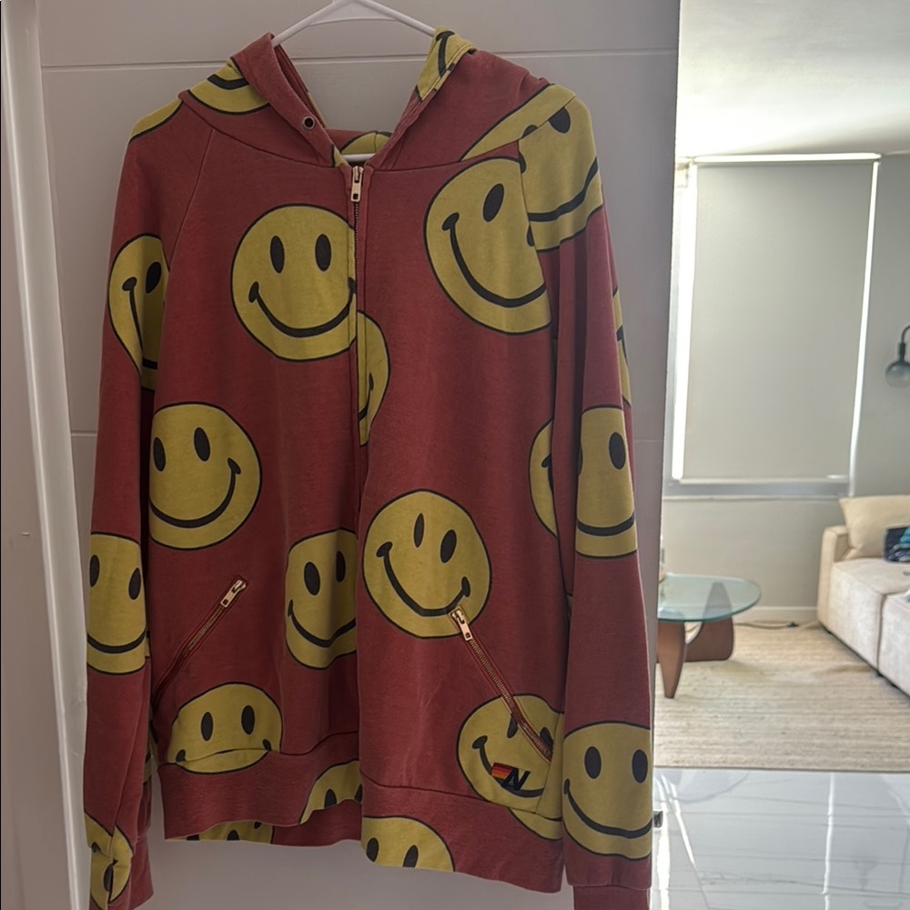 Aviator Nation Hoodie with Yellow Smiley Faces